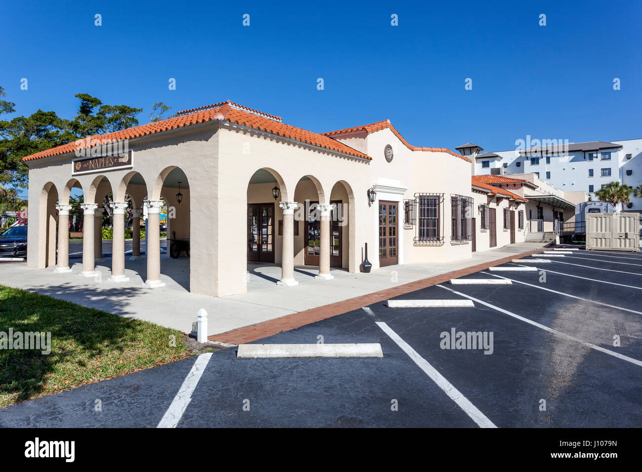 Naples, Fl, USA - March 21, 2017: Exterior view of the Naples depot and train museum. Florida, United States Stock Photo