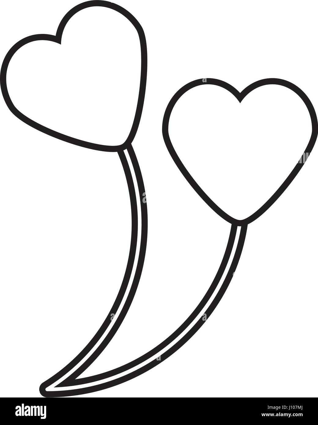heart shape balloons love decoration outline Stock Vector Image & Art ...