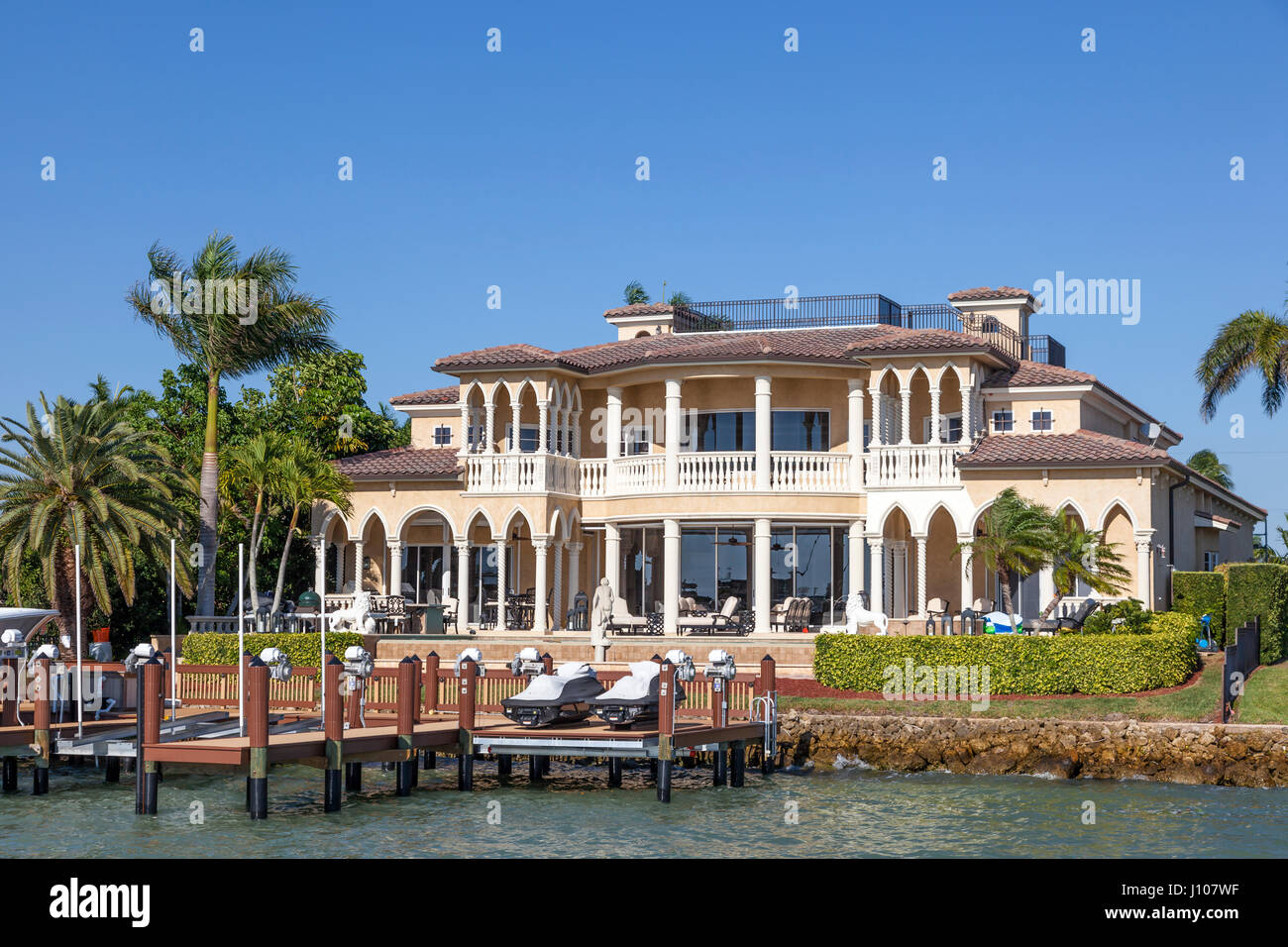 Naples, Fl, USA March 18, 2017 Luxury waterfront villa in the city