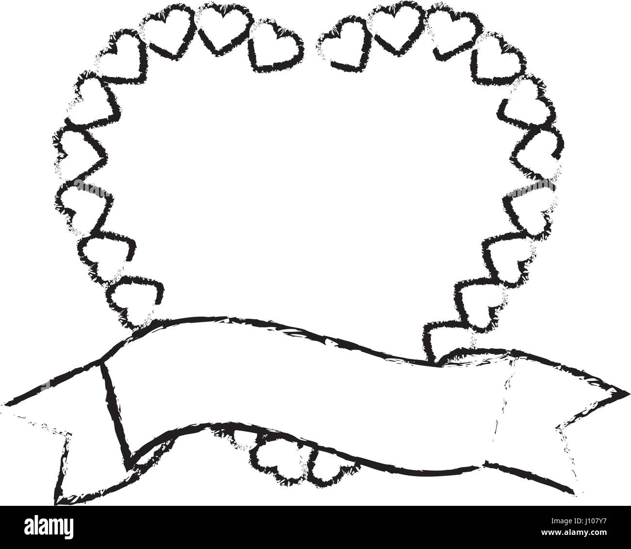 Heart Label Ribbon Decorative Sketch Stock Vector Art