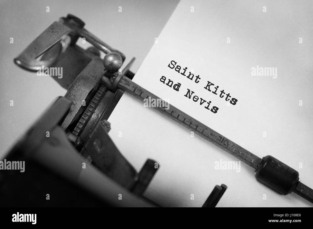 Inscription made by vintage typewriter, country, Saint Kitts and Nevis Stock Photo