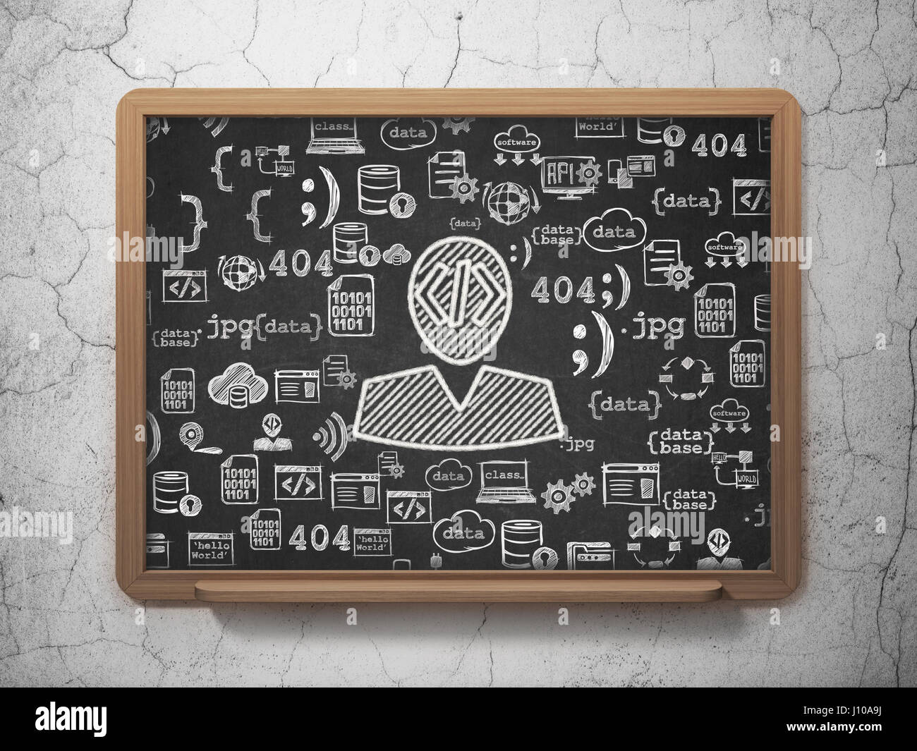 Software concept: Programmer on School board background Stock Photo - Alamy