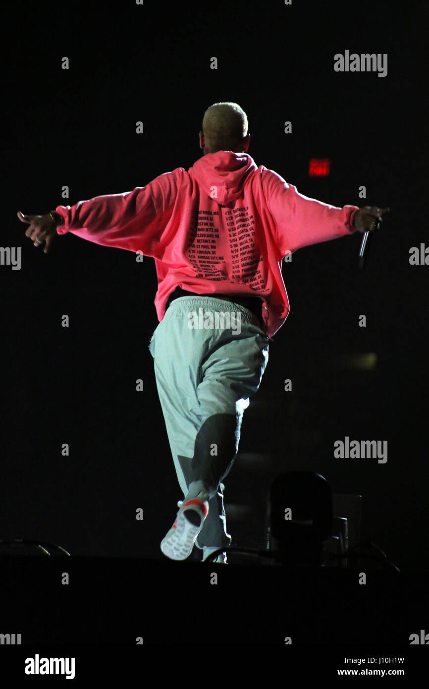 Tampa, Florida, USA. 16th Apr, 2017. CHRIS BROWN performs at the Amalie Arena on The Party Tour. Credit: Tiffany Browning/ZUMA Wire/Alamy Live News Stock Photo