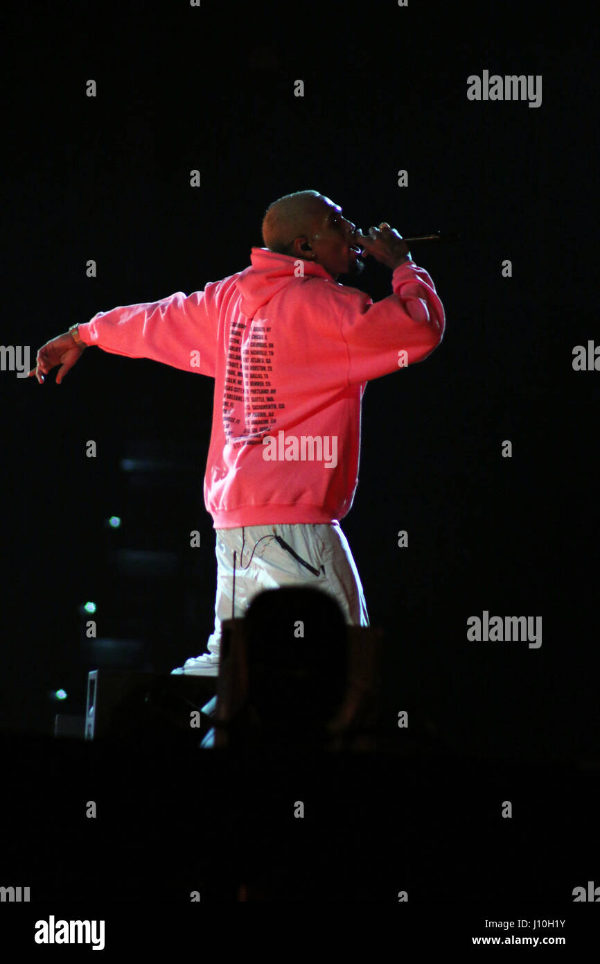 Tampa, Florida, USA. 16th Apr, 2017. CHRIS BROWN performs at the Amalie Arena on The Party Tour. Credit: Tiffany Browning/ZUMA Wire/Alamy Live News Stock Photo