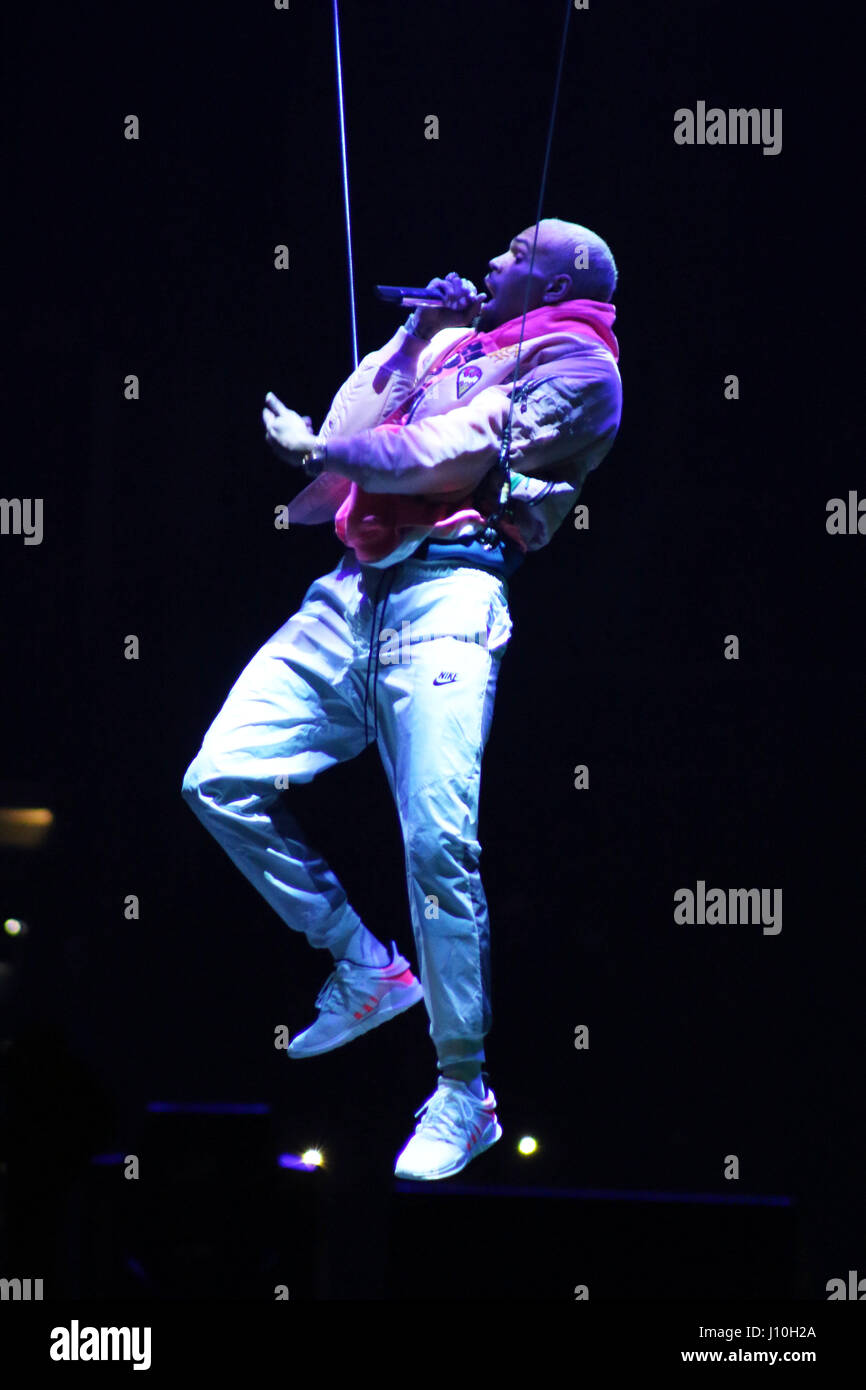 Tampa, Florida, USA. 16th Apr, 2017. CHRIS BROWN performs at the Amalie Arena on The Party Tour. Credit: Tiffany Browning/ZUMA Wire/Alamy Live News Stock Photo