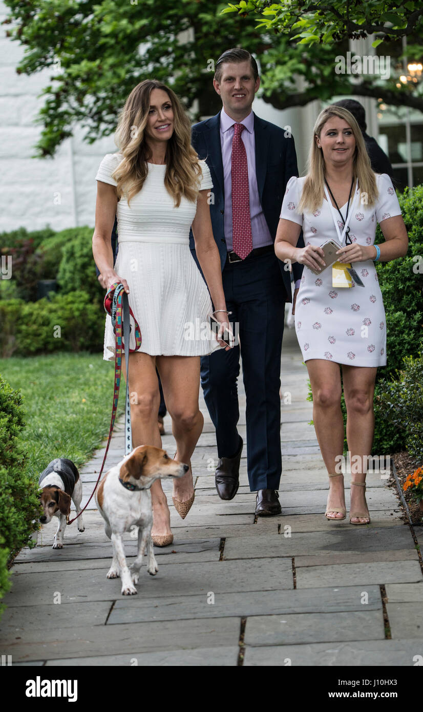 Washington DC, April 17, 2017, USA: Eric and Lara Trump arrive at the White  House to attend the 139th Annual Easter Egg roll. President Donald J Trump  and First Lady Melania Trump