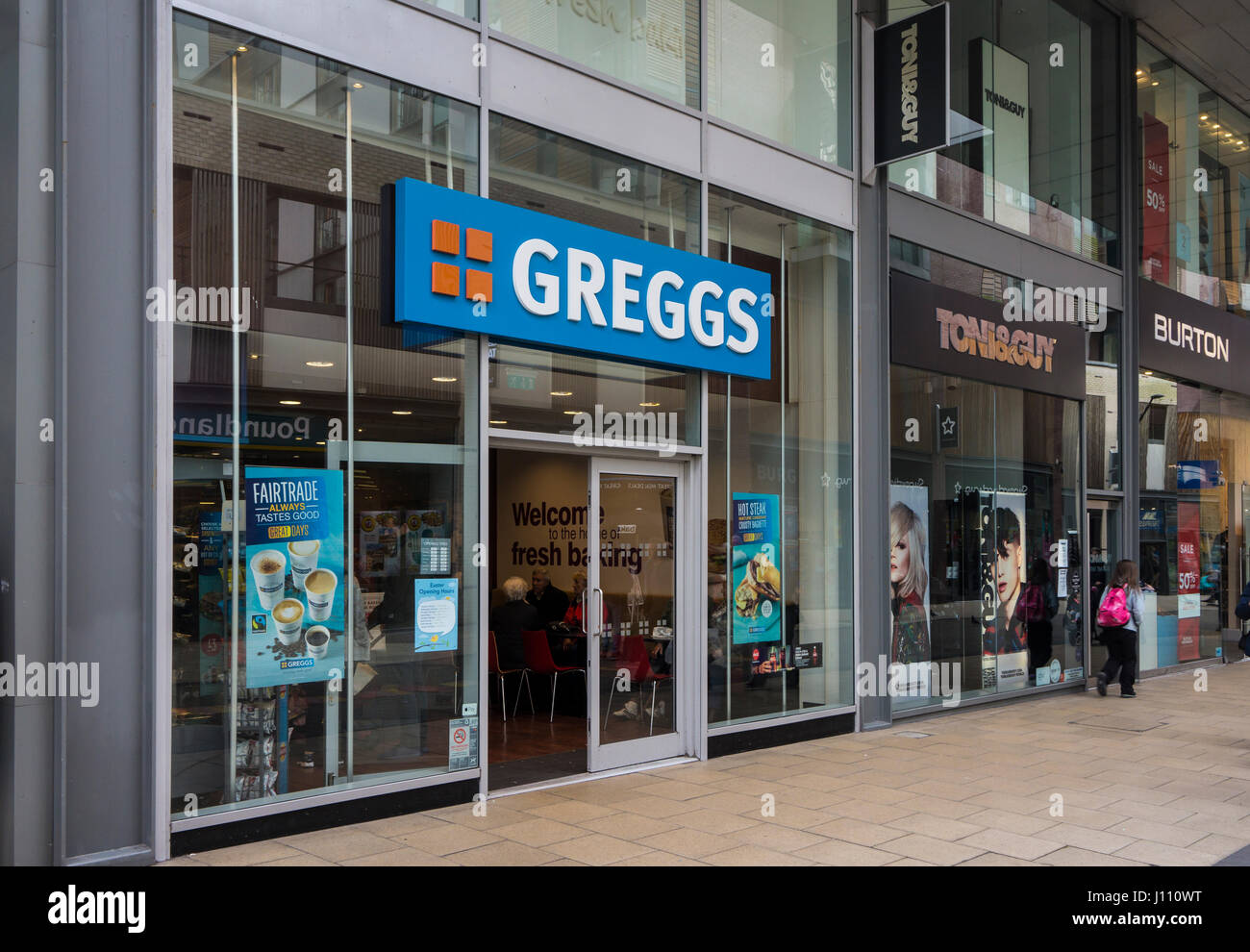 Greggs Bakers Shop in The Rock, Bury, Lancashire Stock Photo