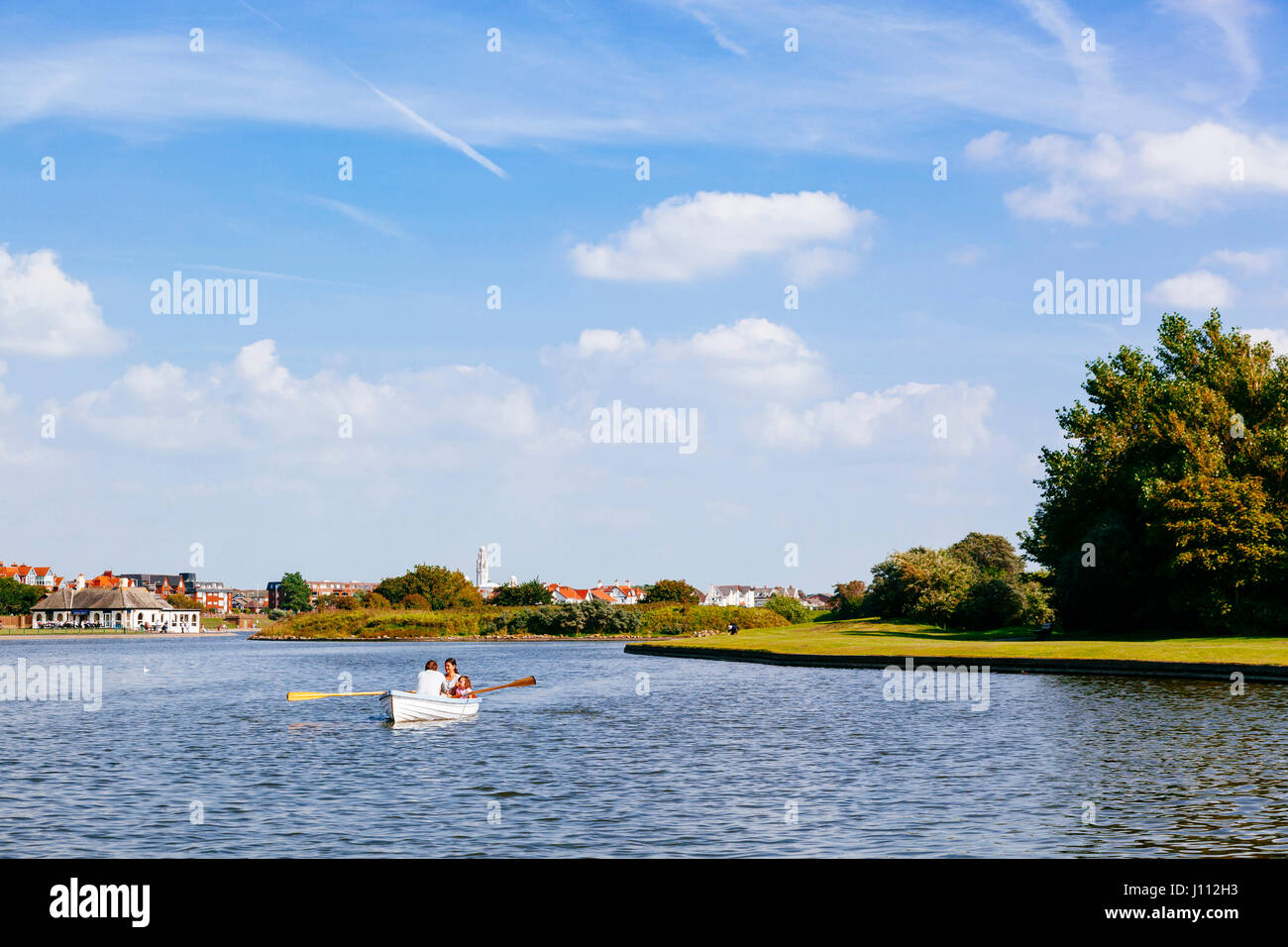 People boating on Fairhaven lake in Lytham St Annes Stock Photo Alamy