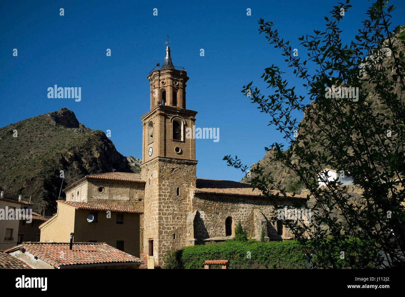 San Servando and San German church in Arnedillo, La Rioja, Spain. Stock Photo