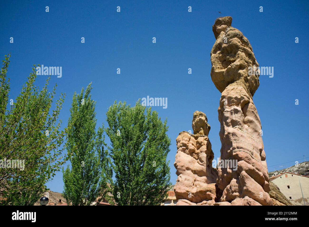 El Picuezo and La Picueza rocks in Autol, La Rioja, Spain. Stock Photo