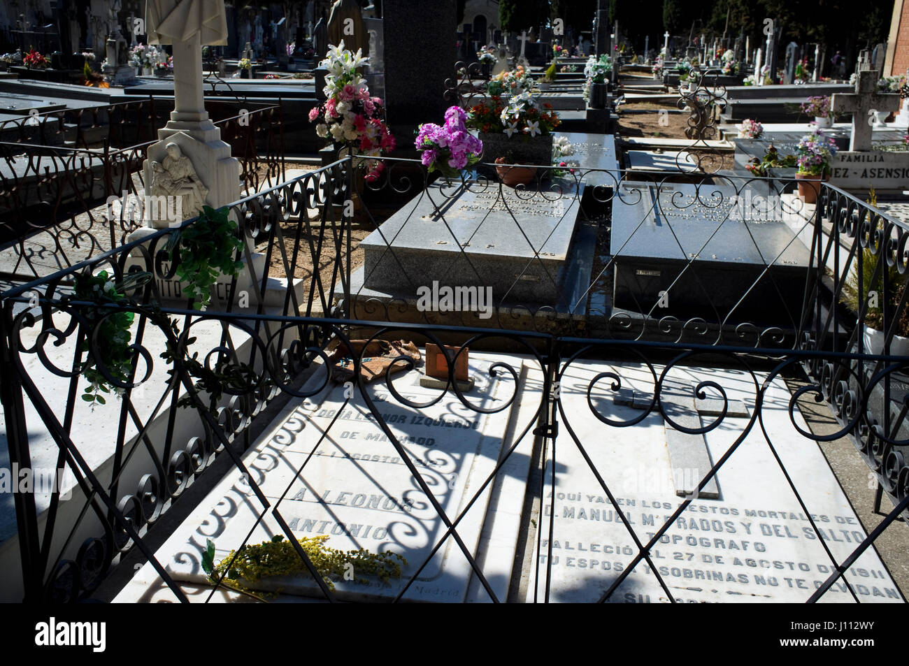 Tomb of Leonor Izquierdo, wife of poet Antonio Machado, in Municipal Cemetery , Soria, Spain. Stock Photo