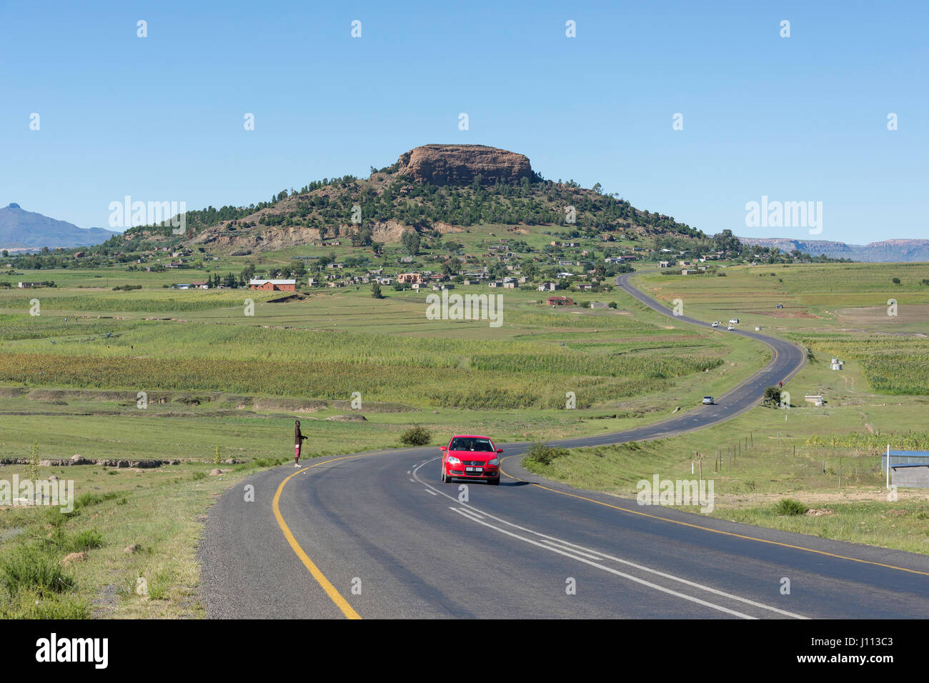 Main South Road, Makhoathi, Maseru District, Kingdom of Lesotho Stock Photo