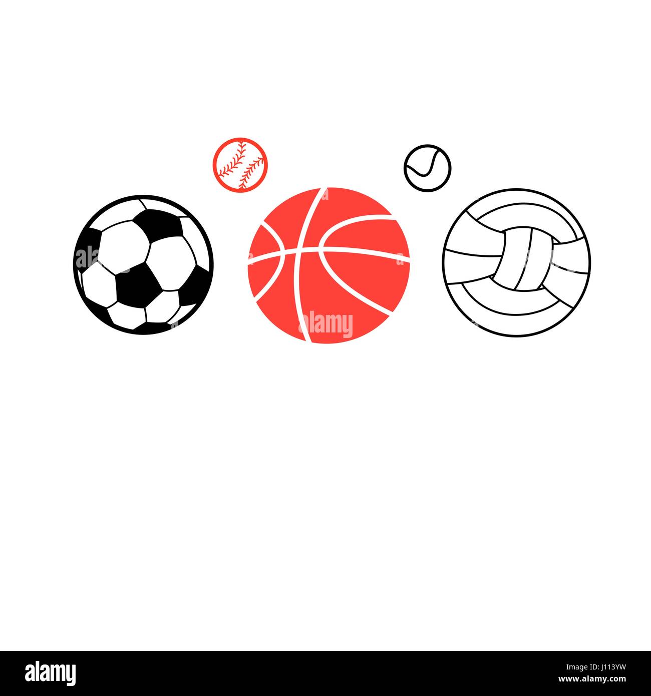 Vector icons of different sports balls isolated on white background Stock Vector