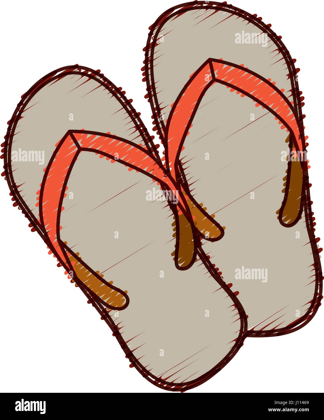 hand colored drawing of beach flip-flops Stock Vector Image & Art - Alamy