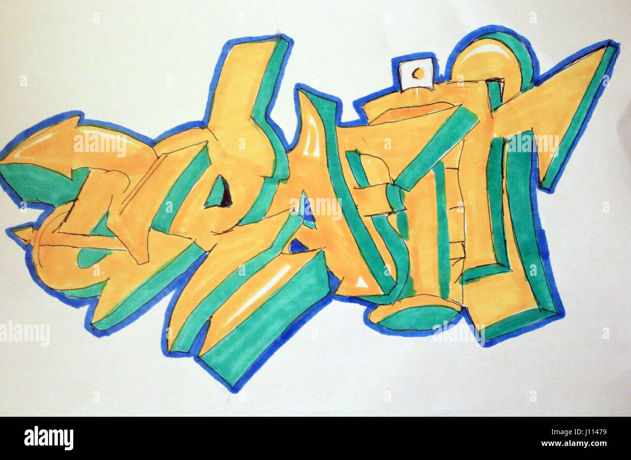 graffiti sketch in colour Stock Photo
