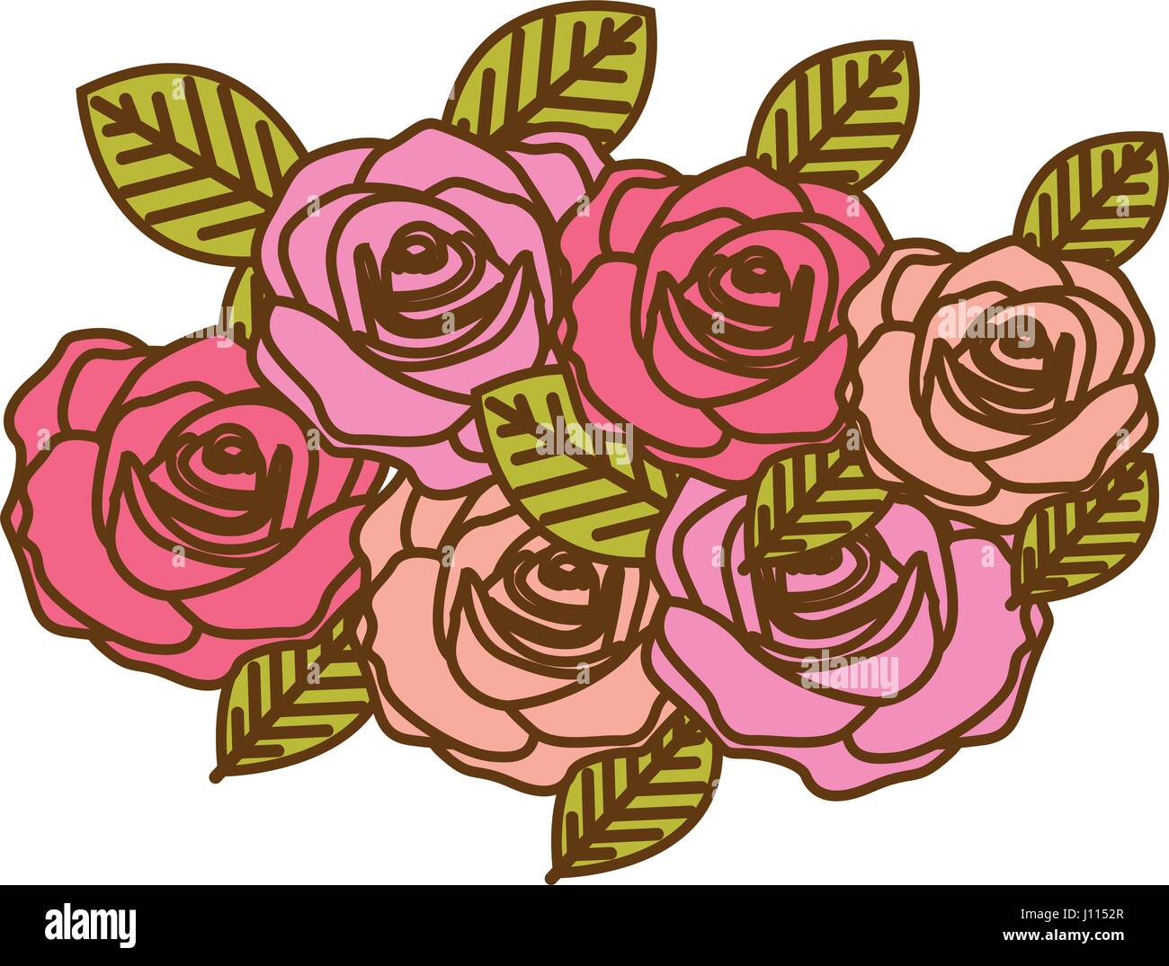 colorful realistic roses bouquet decorative design Stock Vector Image ...