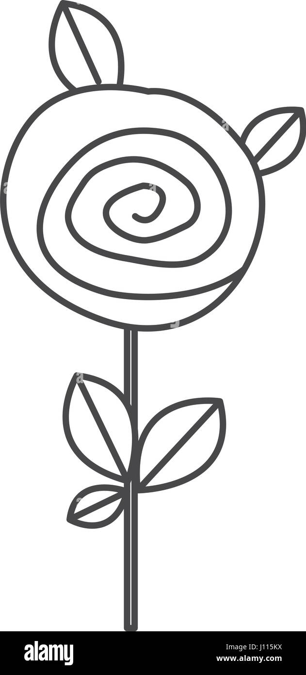 silhouette sketch rose with leaves and stem Stock Vector Image &amp; Art - Alamy