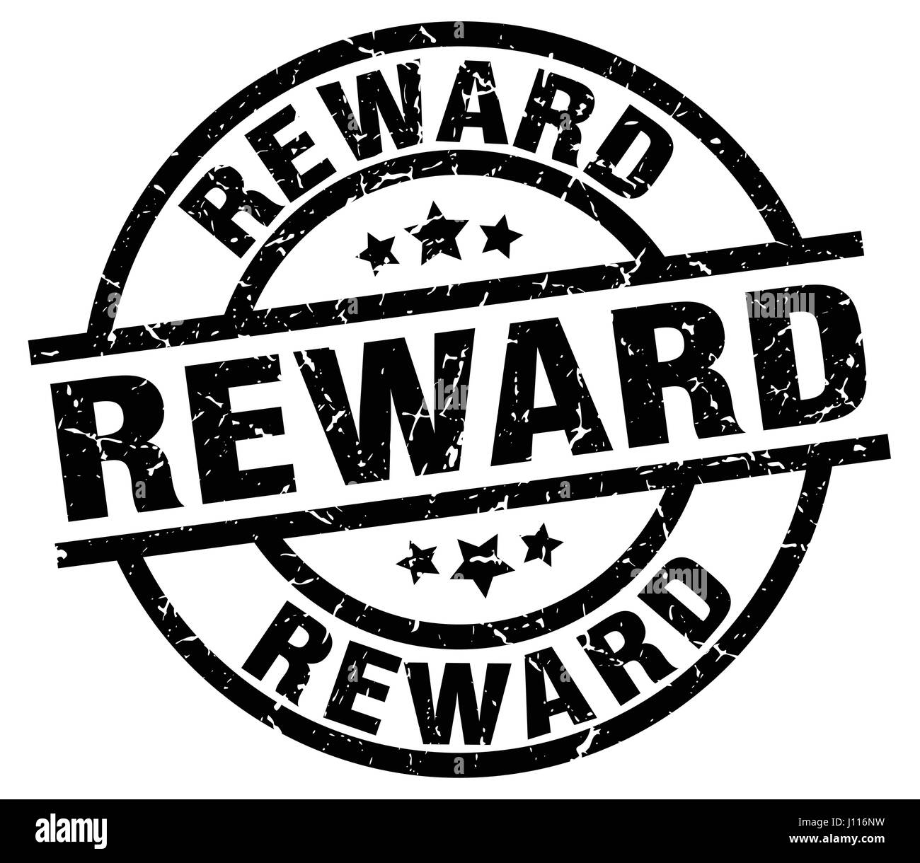 Reward stamp round sign Black and White Stock Photos & Images - Alamy