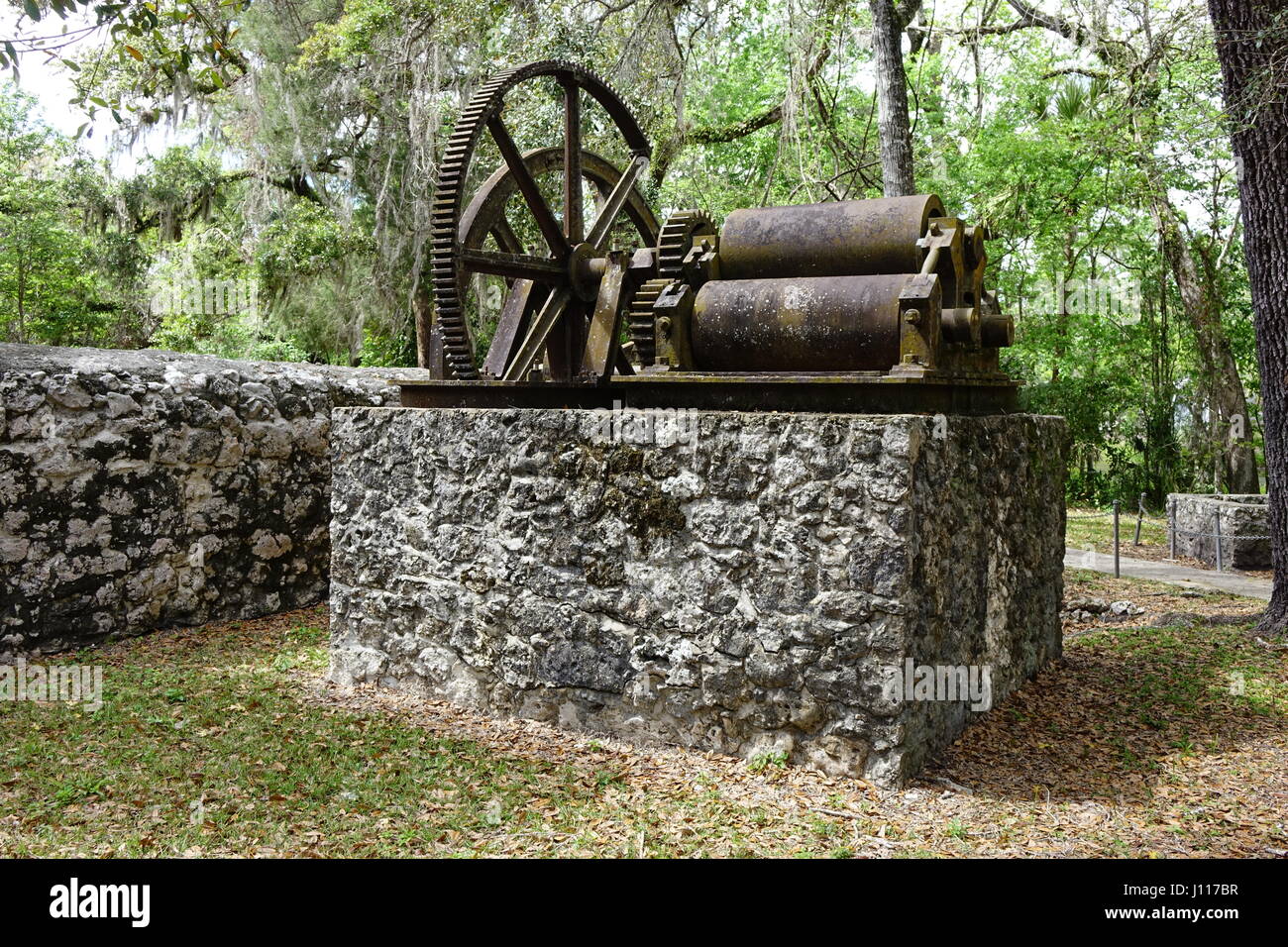 Roller mill used to crush sugar cane, Yulee Sugar Mill Ruins Historic