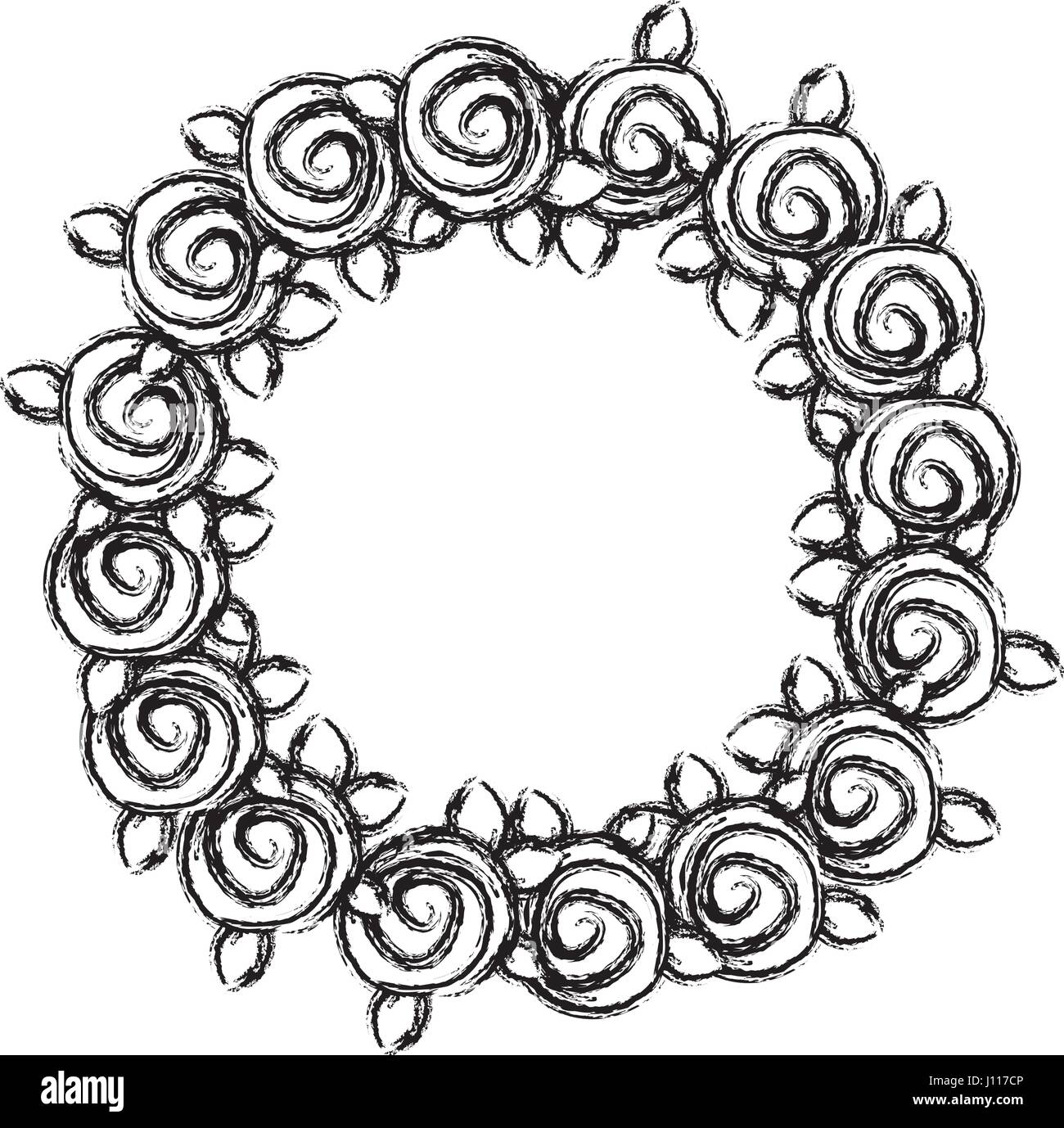 blurred silhouette crown drawing roses with leaves Stock Vector Image