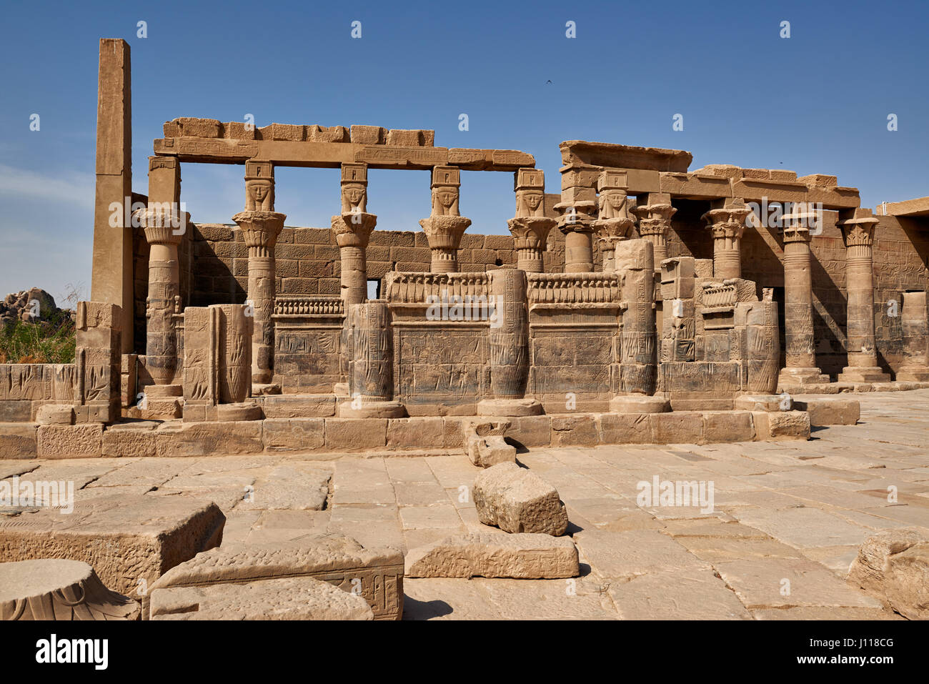 Kiosk of Nektanebos I. in ptolemaic temple of Philae, Aswan, Egypt, Africa Stock Photo