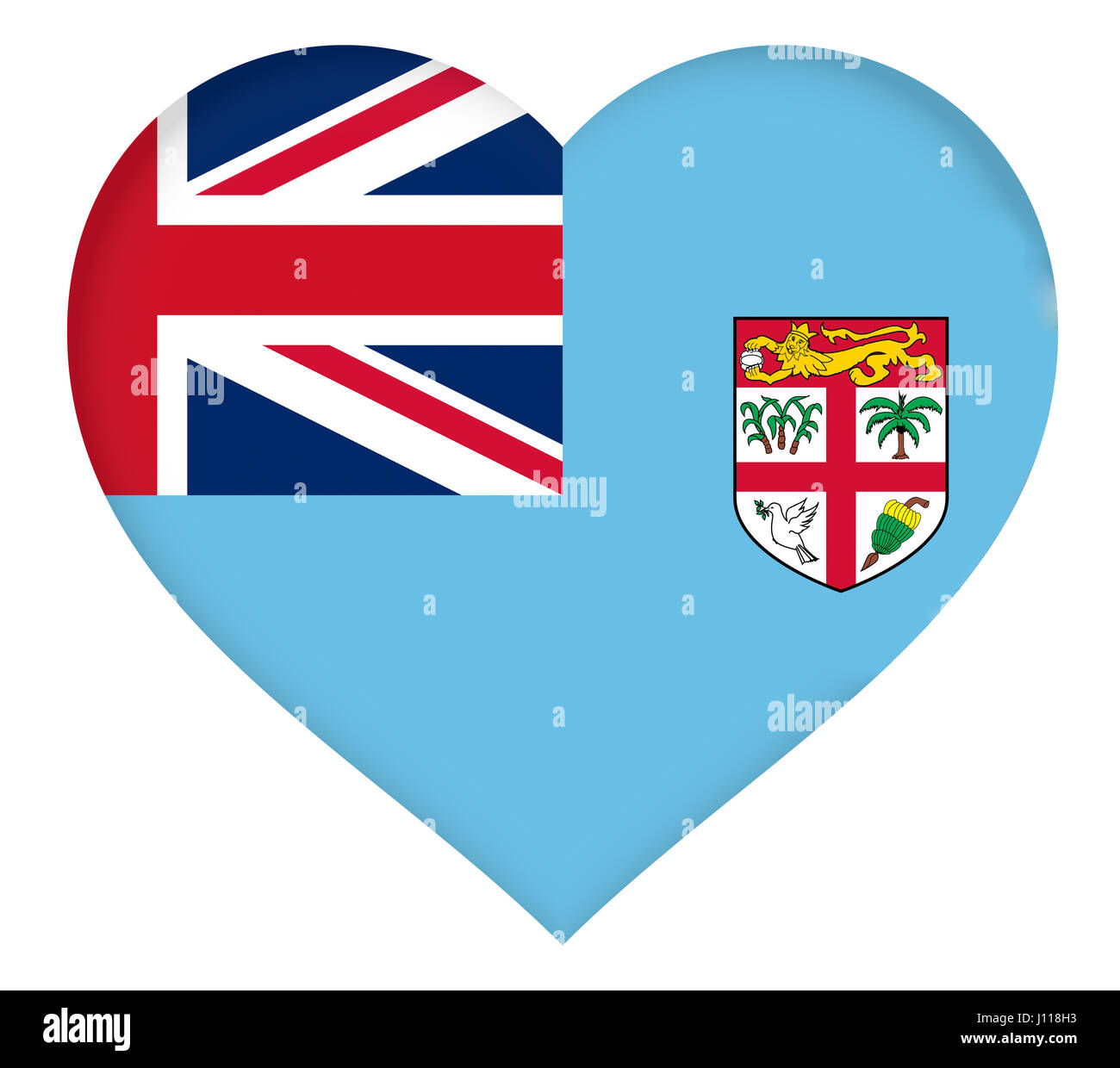 Illustration of the flag of Fiji shaped like a heart. Stock Photo