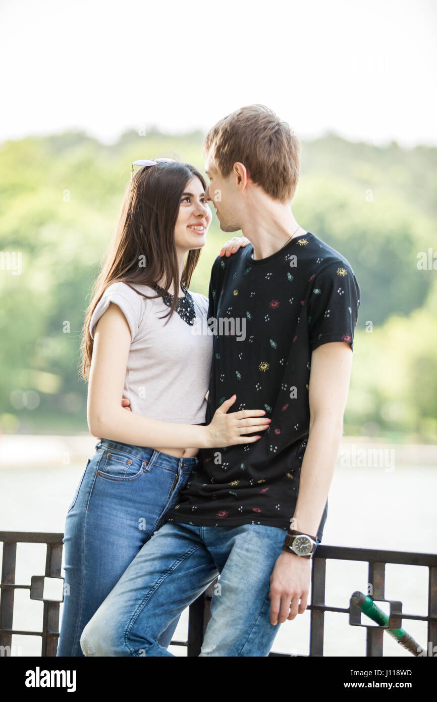 Inlove couple taking a walk in the park Stock Photo - Alamy