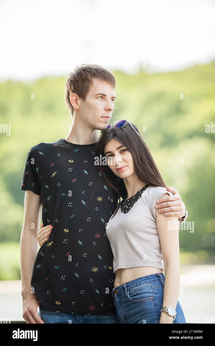Beautiful couple taking a walk in the park Stock Photo - Alamy