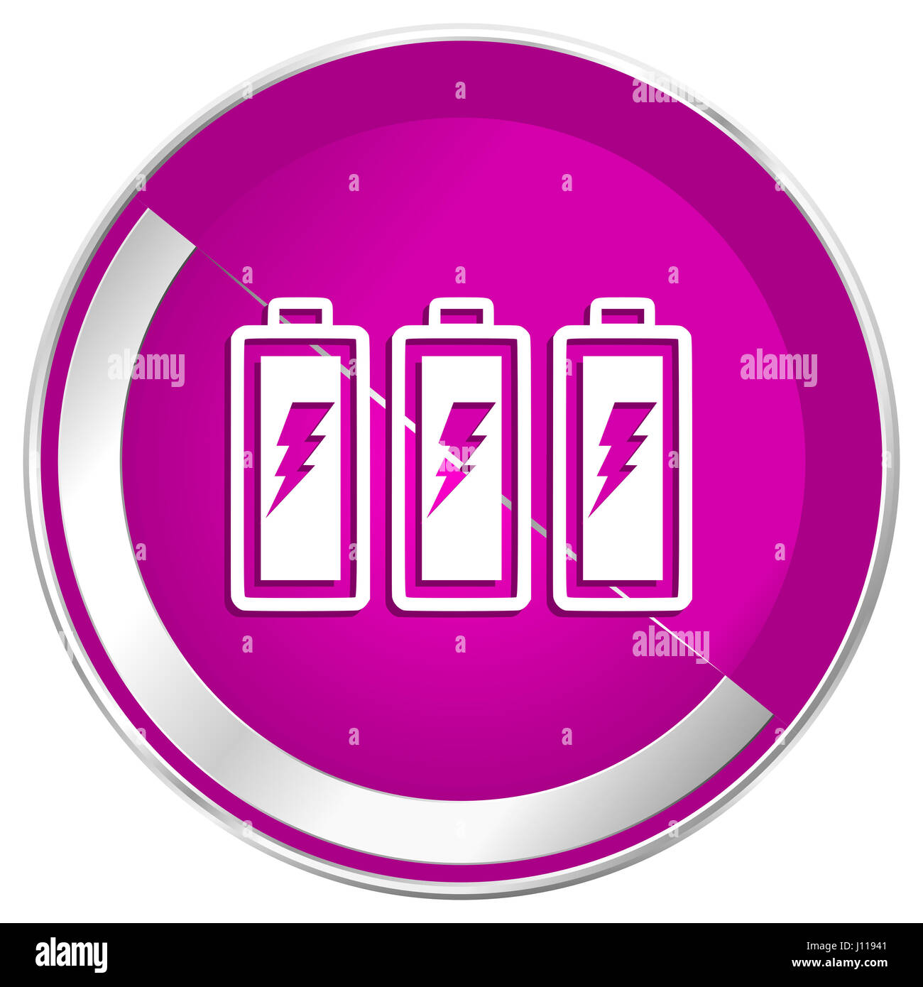 Battery web design violet silver metallic border internet icon Stock ...
