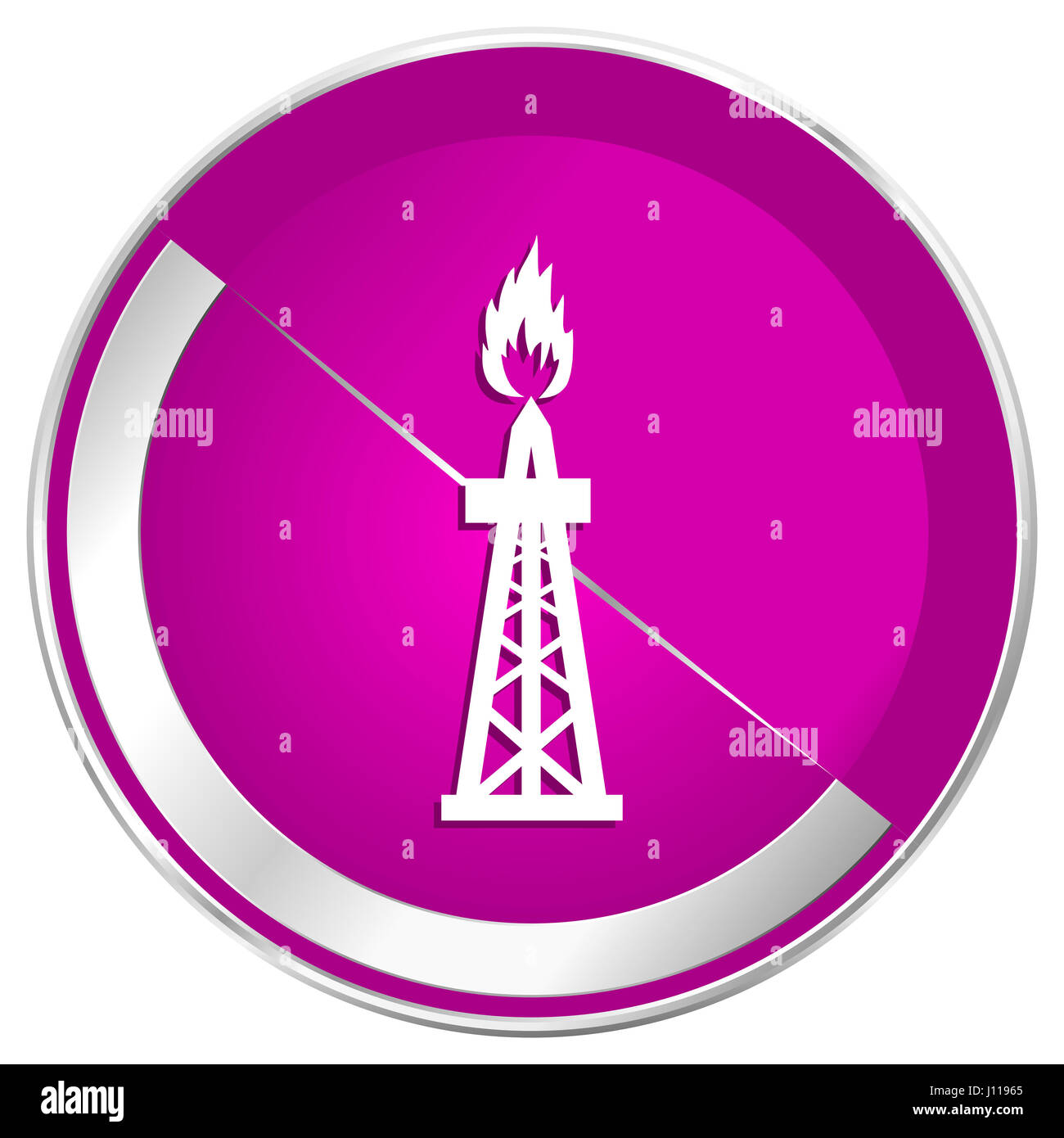 Gas web design violet silver metallic border internet icon. Stock Photo