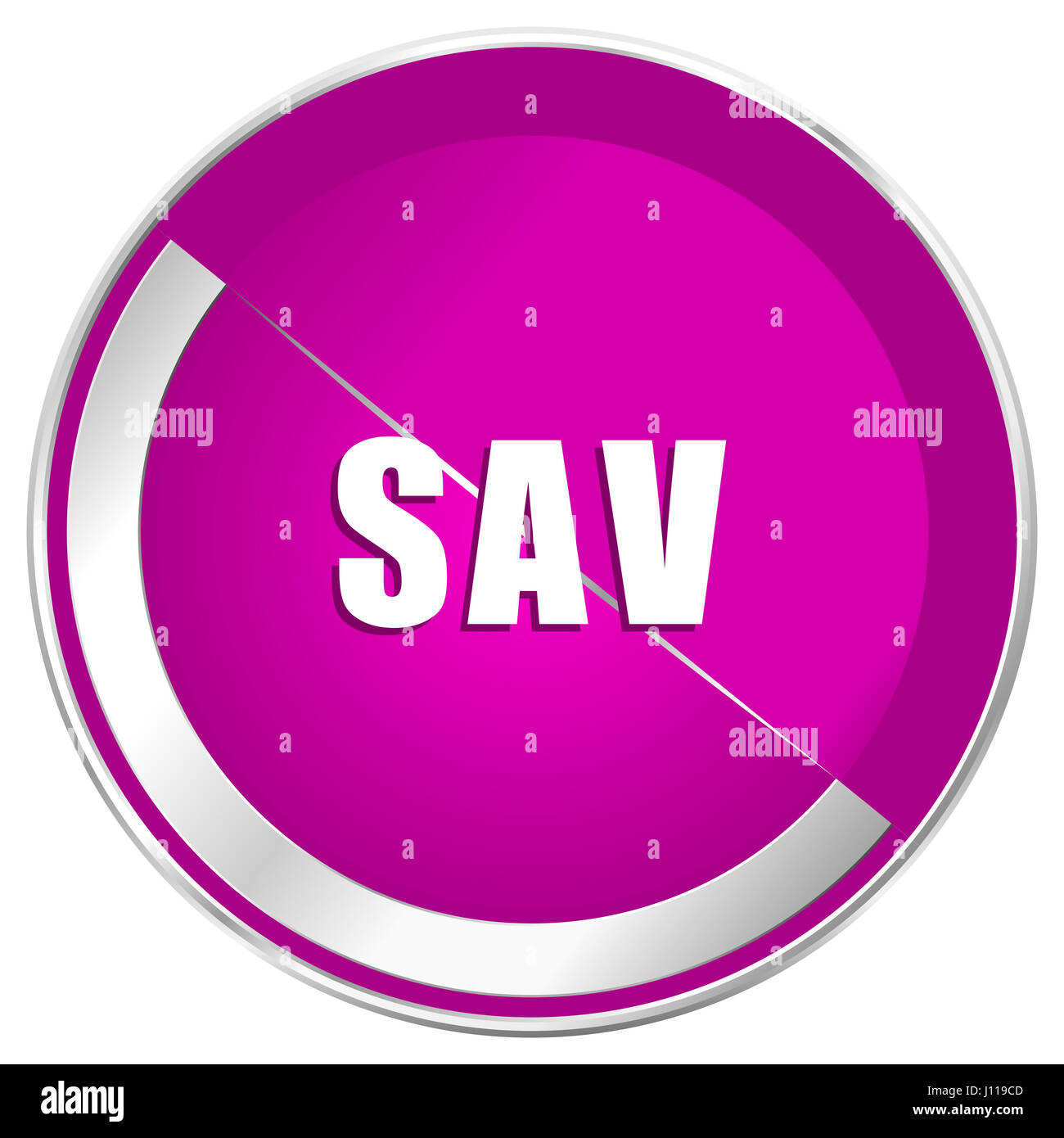 Sav web design violet silver metallic border internet icon. Stock Photo