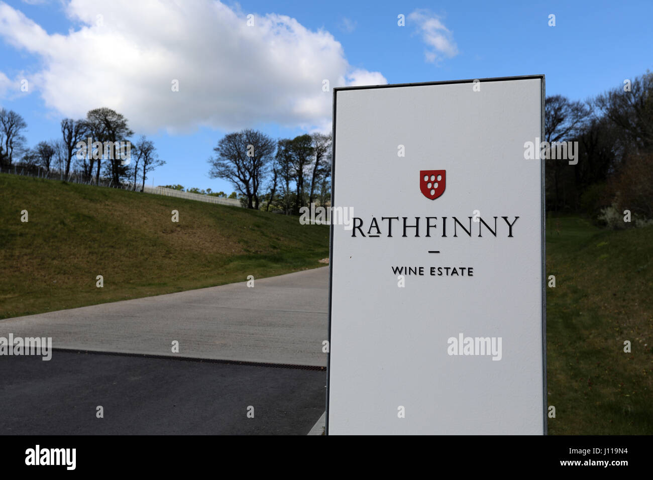 The entrance to the Rathfinny wine estate near Alfriston in East Sussex, England. Stock Photo