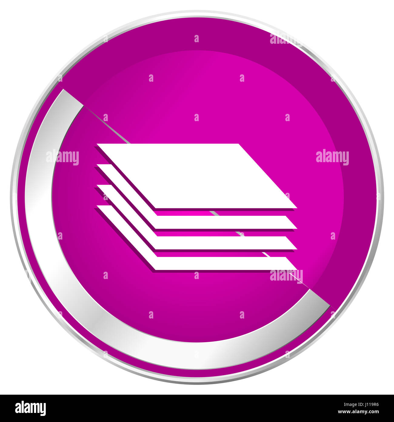 Layers web design violet silver metallic border internet icon. Stock Photo