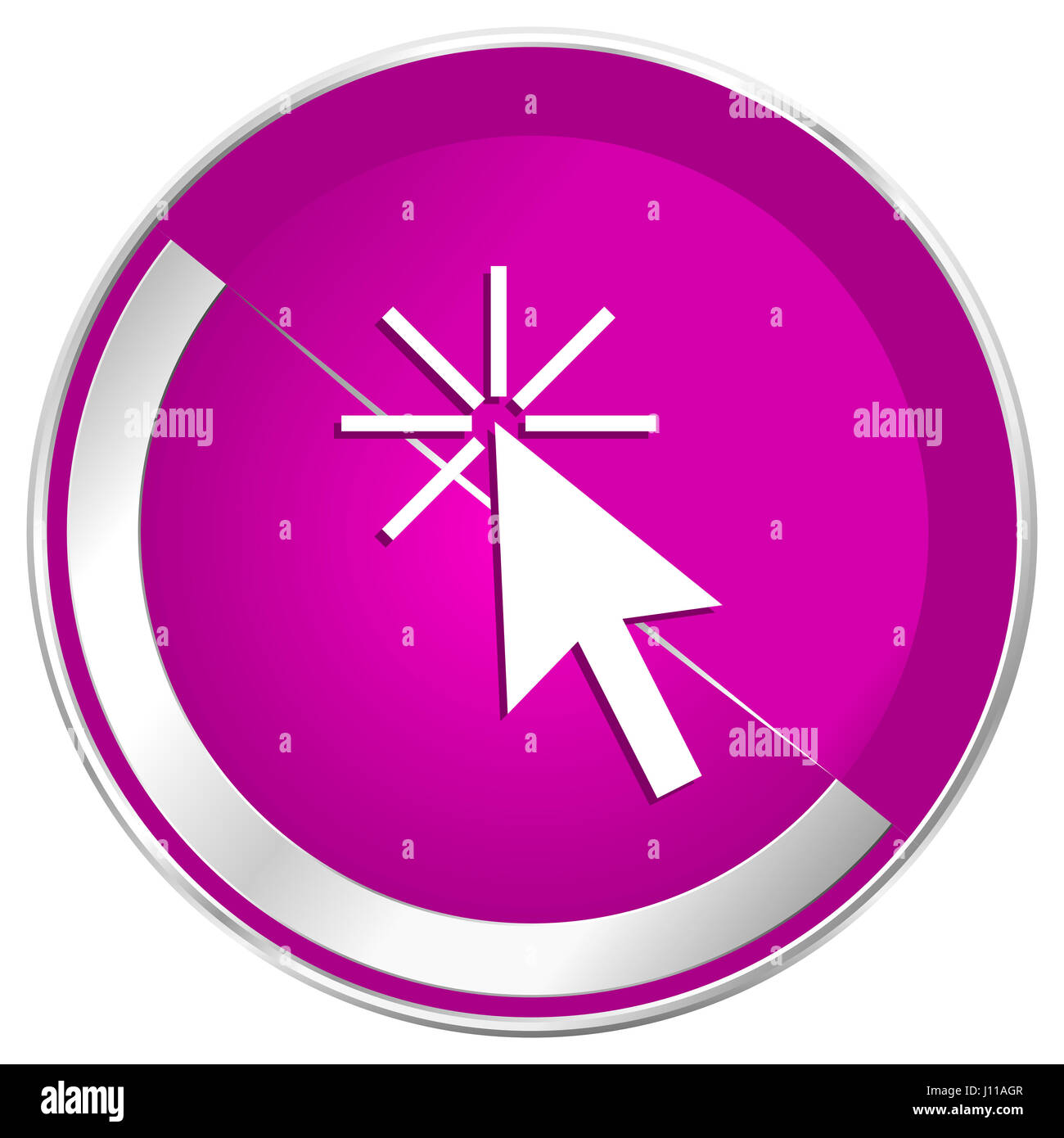 Click here web design violet silver metallic border internet icon Stock ...