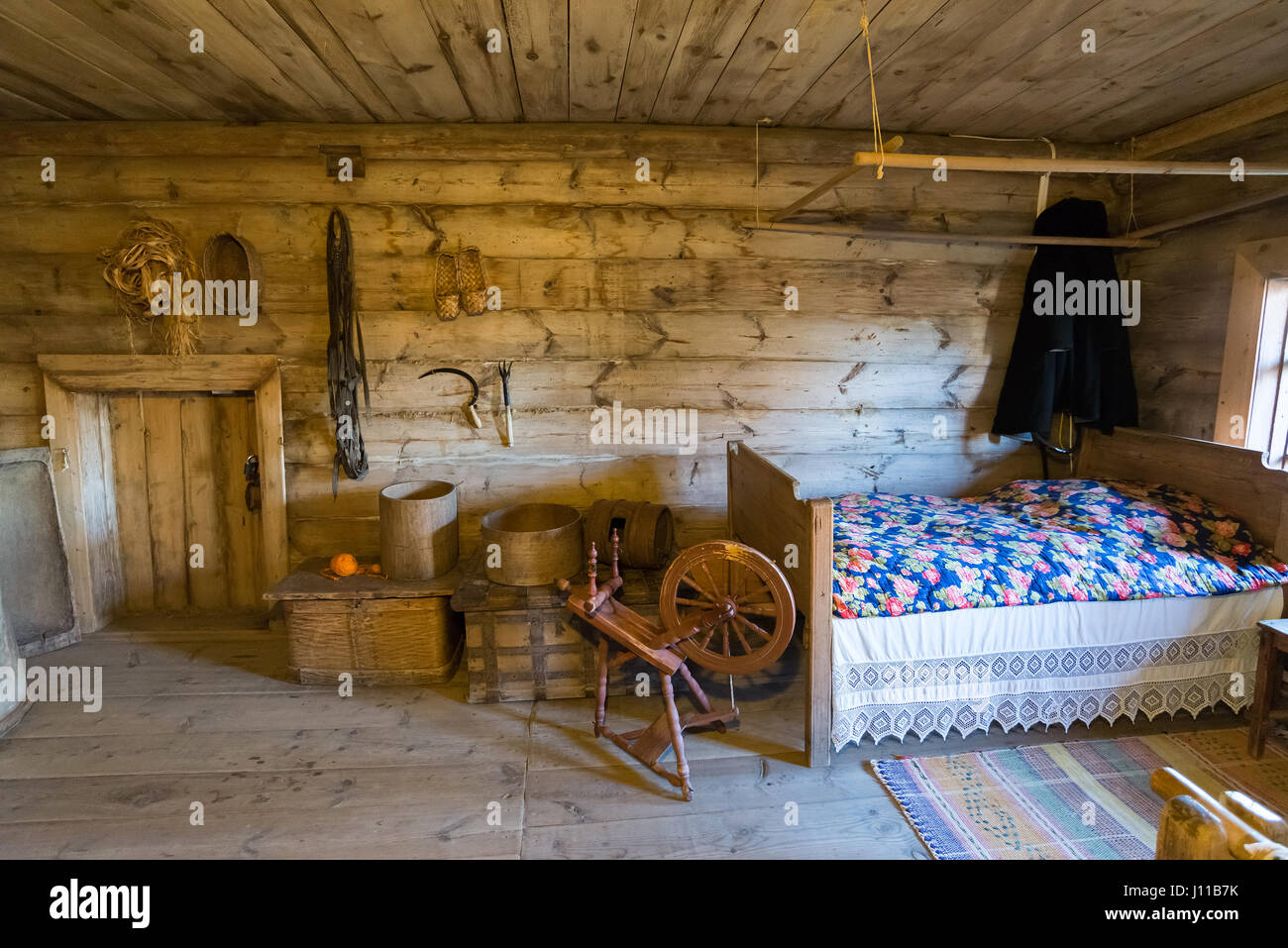 Suzdal, Russia - November 06, 2015.  interior of peasant houses in  Museum  Wooden Architecture Stock Photo