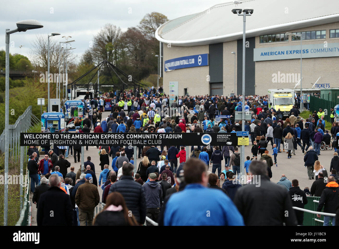 Fans arrive for the Sky Bet Championship match at the AMEX Stadium ...
