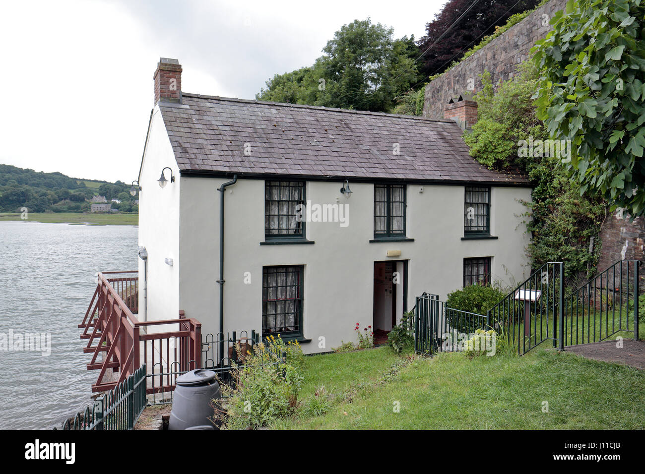 Dylan Thomas’ Boathouse home (1949-53) in Laugharne, Dyfed, Wales. Stock Photo