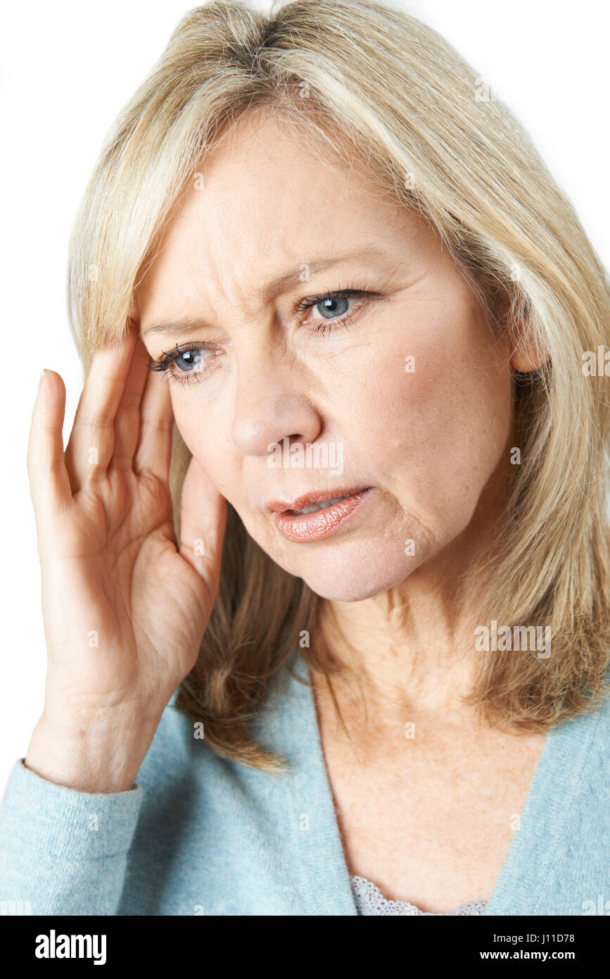Mature Woman Suffering From Memory Loss Stock Photo