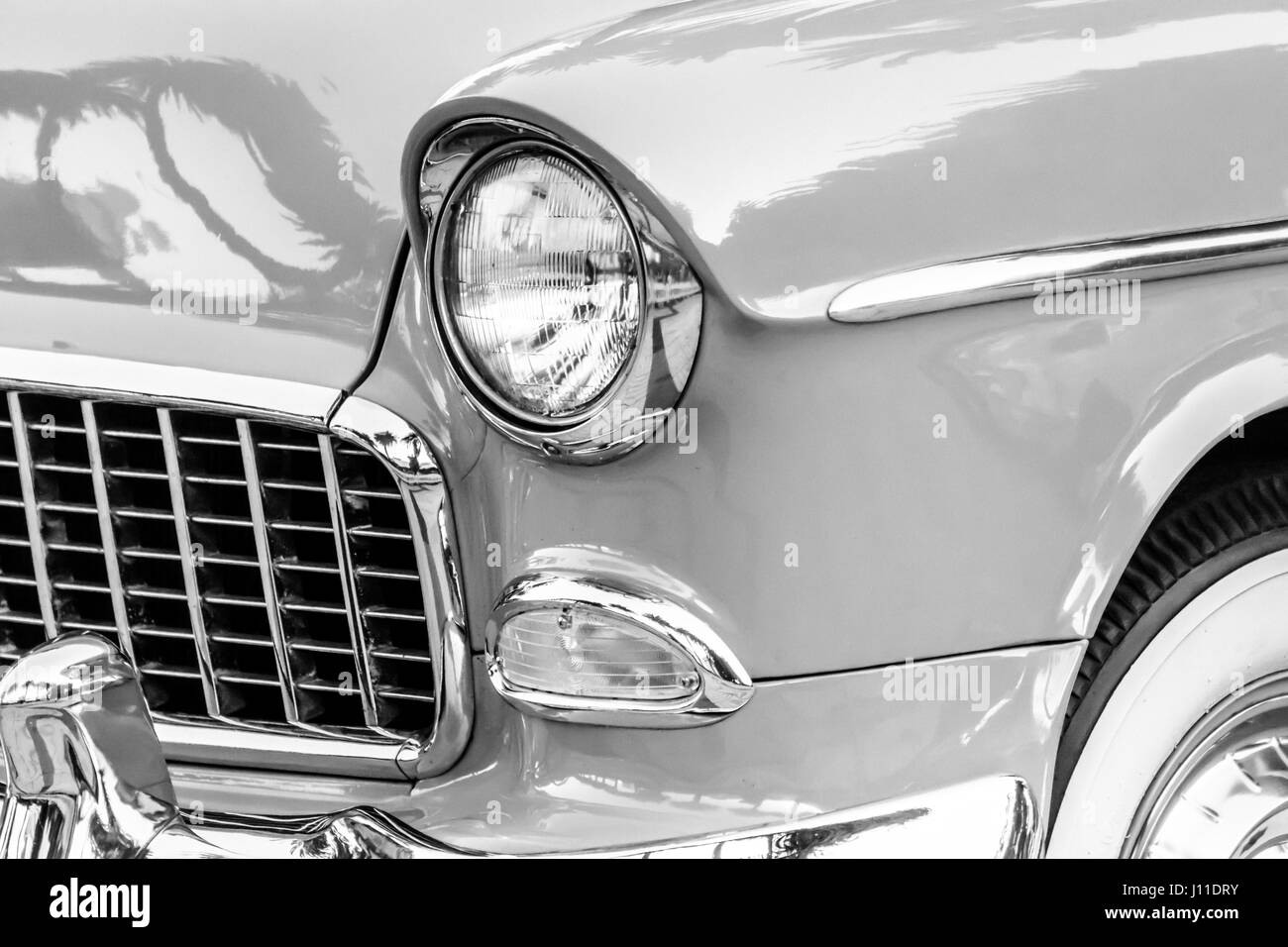 Close-Up Of Vintage Car Headlight Stock Photo