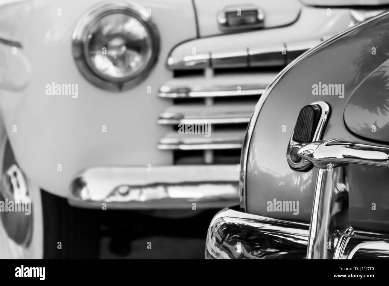 Close Up View of Vintage Cars Stock Photo
