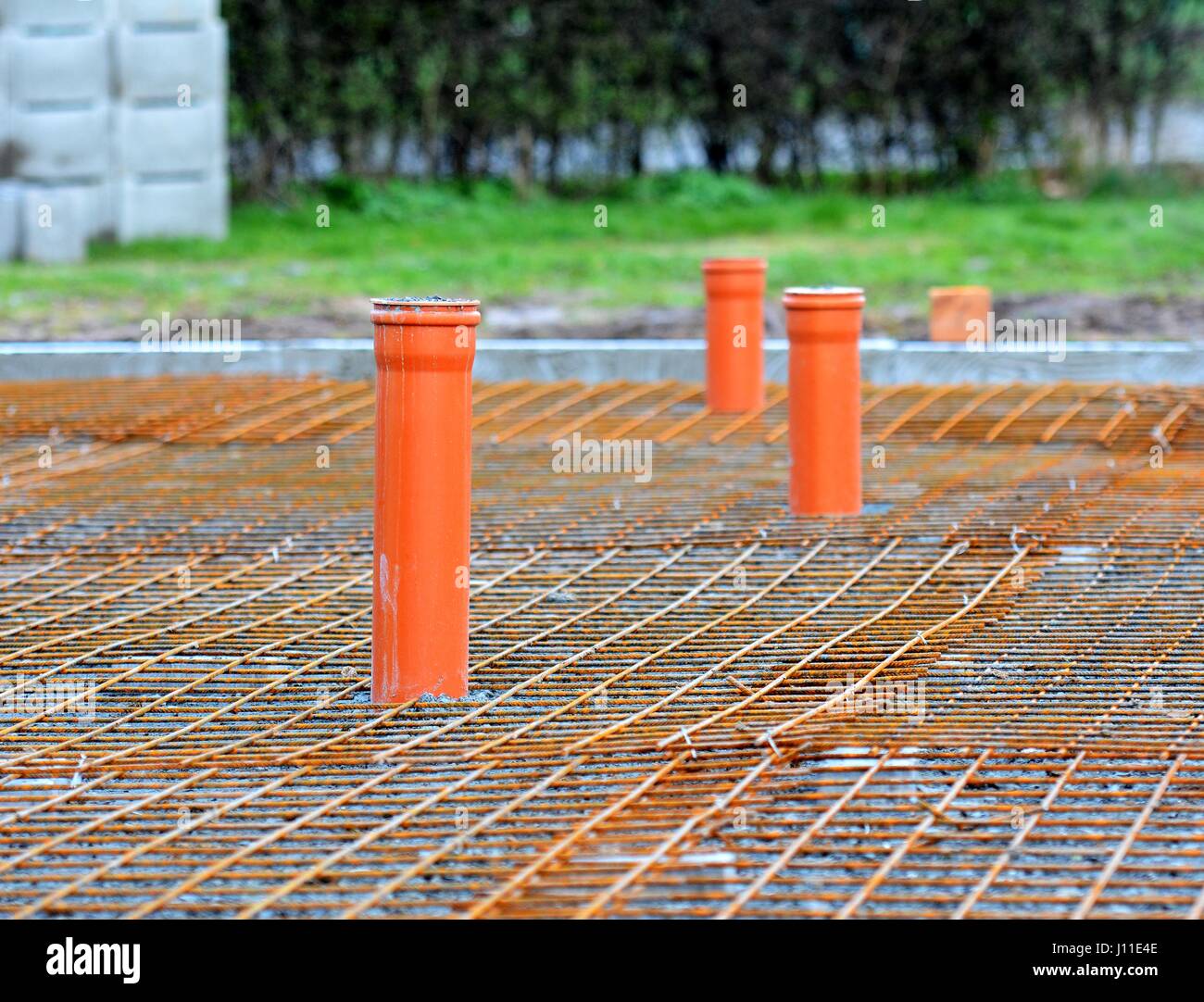 Sewer Pipes Installed in House Foundations Stock Photo Alamy