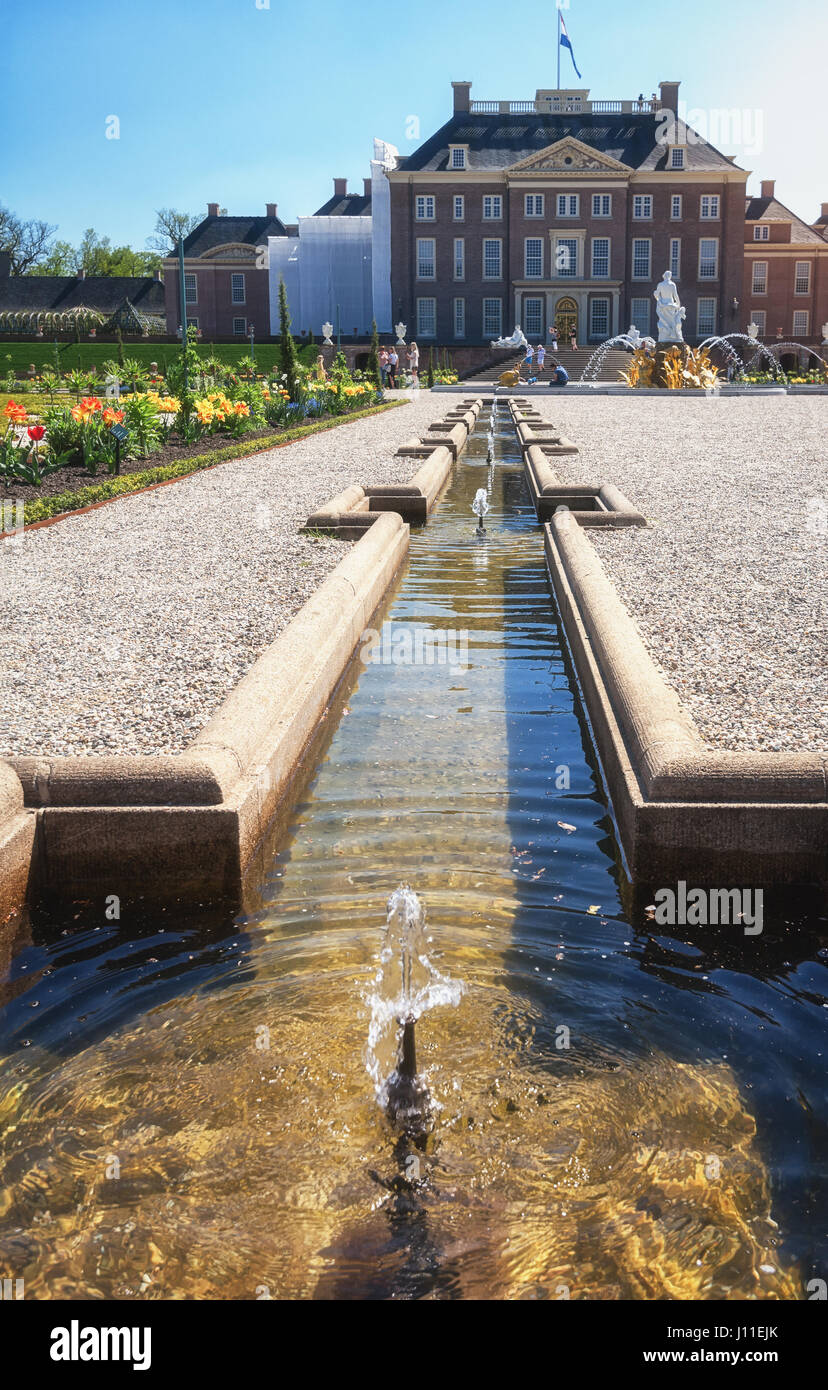 Apeldoorn, The Netherlands, May 8, 2016: Dutch baroque garden of The Loo Palace , a former royal palace and now a national museum located in the outsk Stock Photo