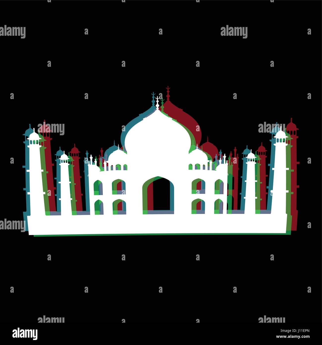 Isolated Taj Mahal silhouettte Stock Vector