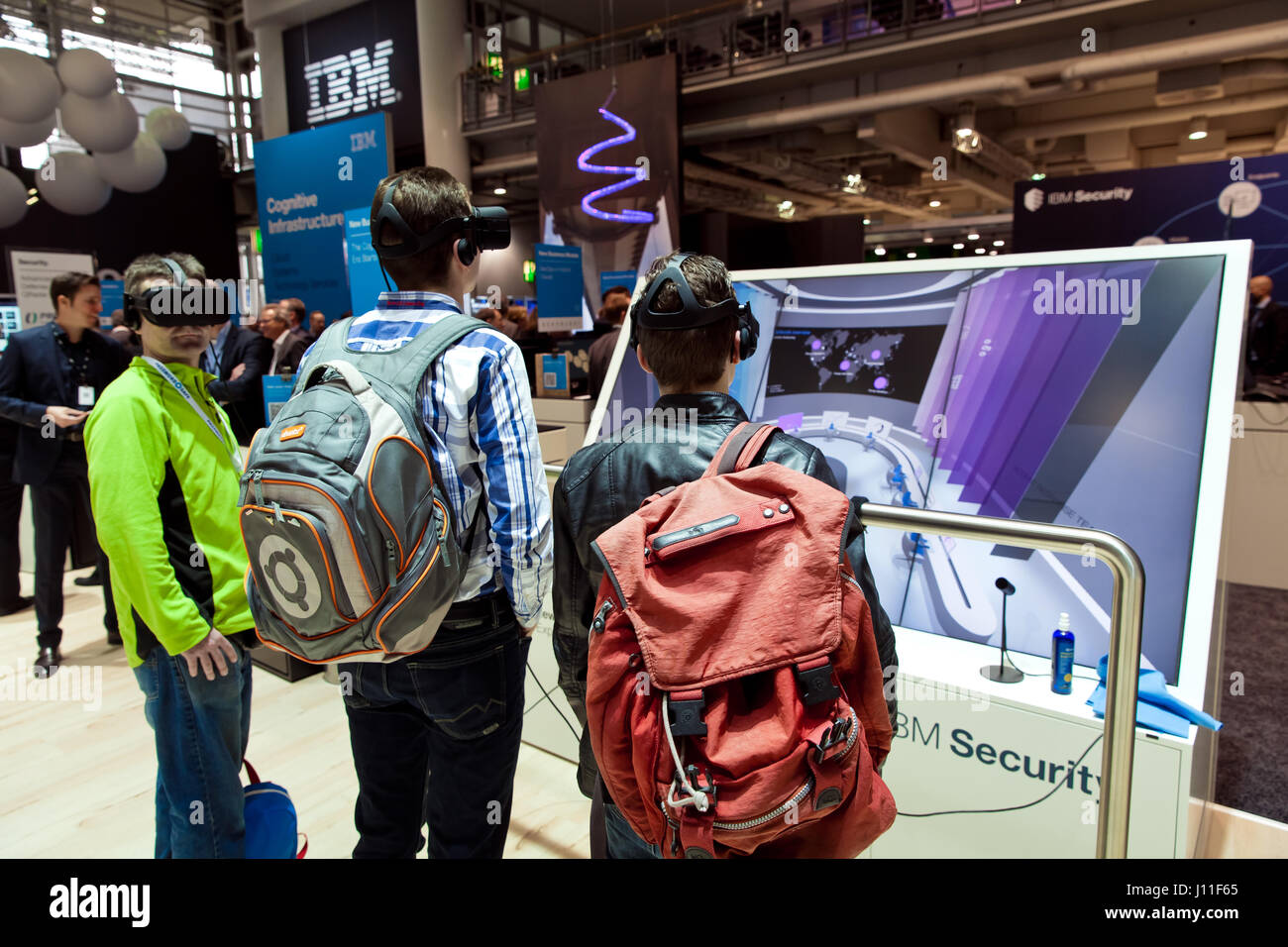 Hannover, Germany March, 2017 Virtual reality experience on IBM