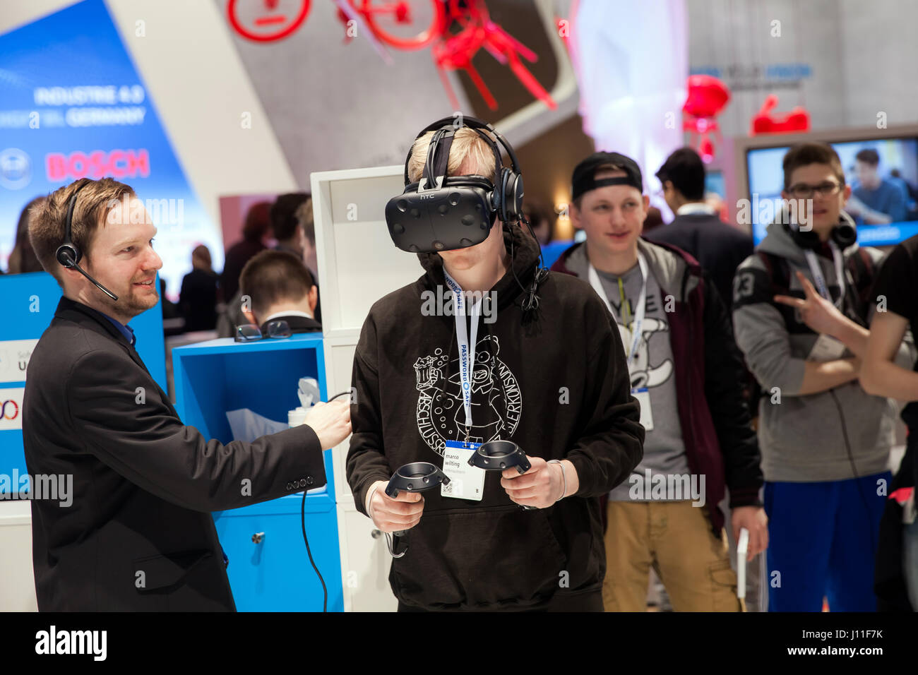 Hannover, Germany March, 2017 Virtual reality experience on Software