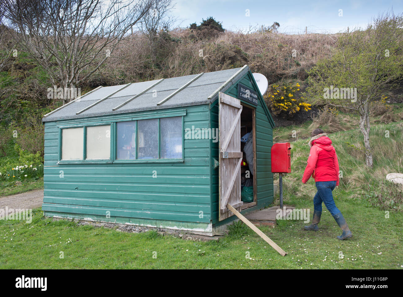 The Post office on the island of Canna, connected to the mainland post office system by satellite Stock Photo