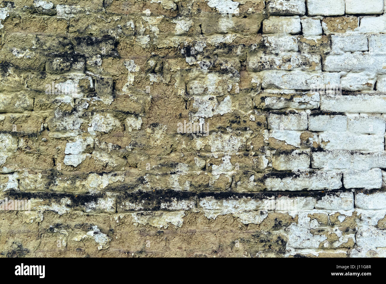 Old weathered mudbrick wall texture, mud-brick construction is often adobe Stock Photo