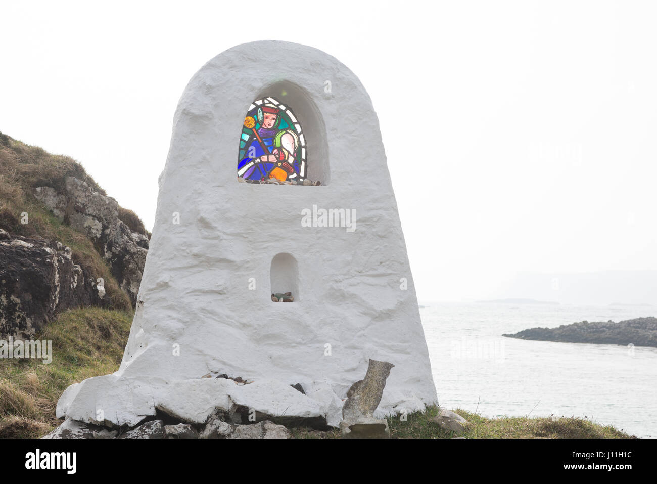 Fishermans Memorial on the island of Sanday, Inner Hebrides, Scotland. Stock Photo