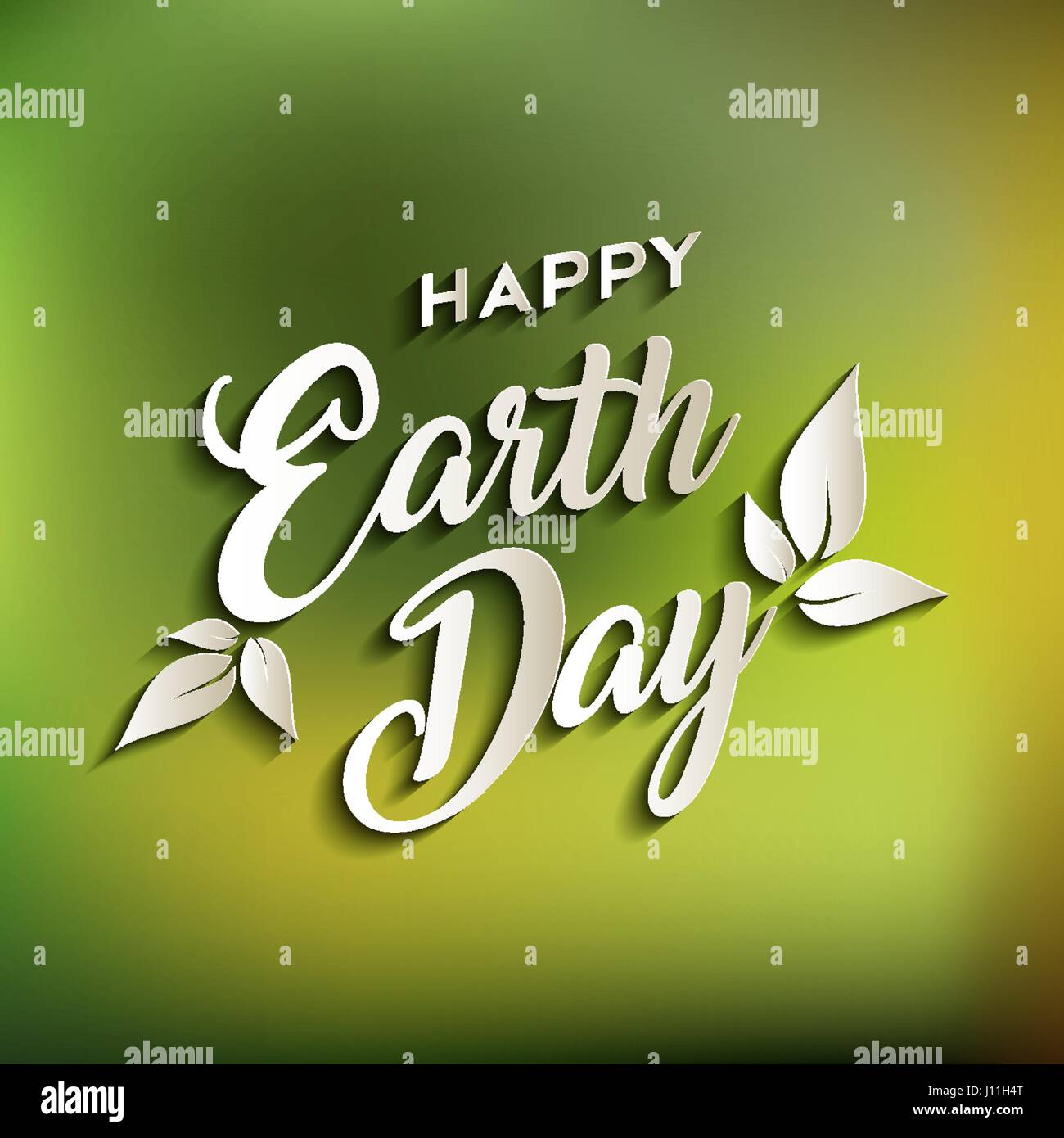 Happy earth day quote design for world environment care with green blur nature background. EPS10 vector. Stock Vector