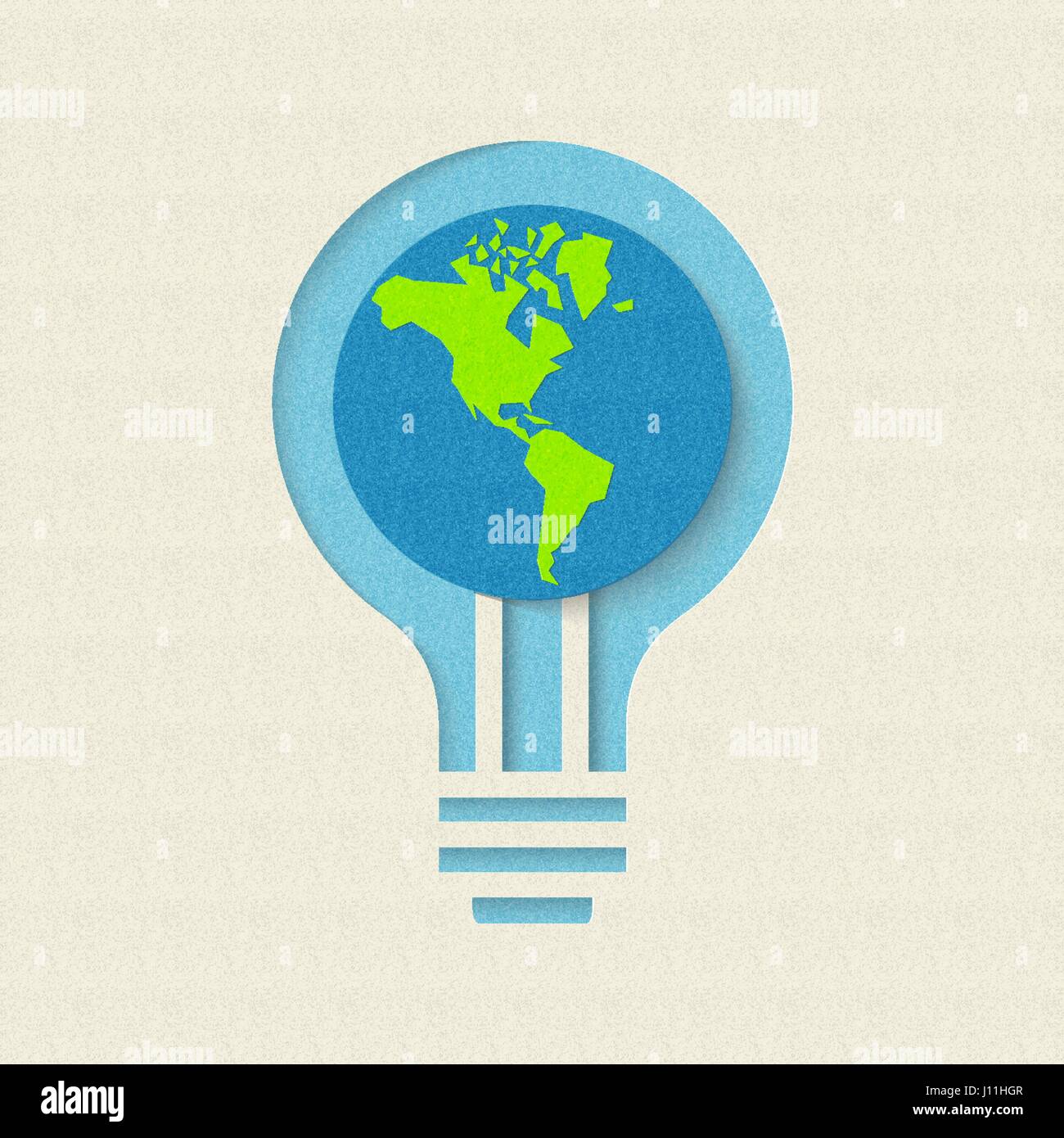 Earth day paper cut concept for green energy conservation and recycling. World environment care illustration. EPS10 vector. Stock Vector